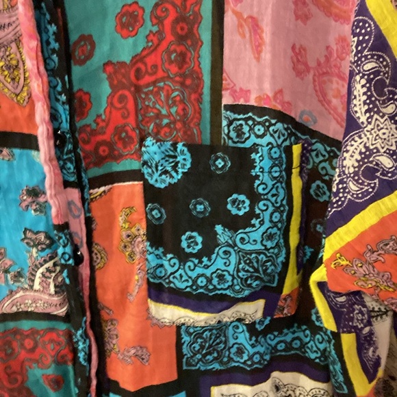 Boho Jane bohemian button up size Large patch work blouse 100 percent cotton - Picture 6 of 9